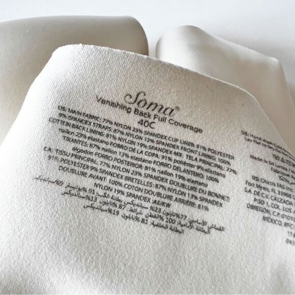 Soma Vanishing Back Smooth Cup Full‎ Coverage Underwire Bra Size 40C Pale Sand - Picture 3 of 7